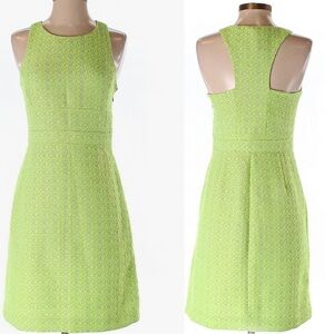 J. Crew lime green sleeveless textured tweed Racer back sheath A-line dress Sz 4